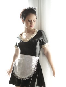 Brunette Cutie Yhivi Strips Off Her Maid Dress